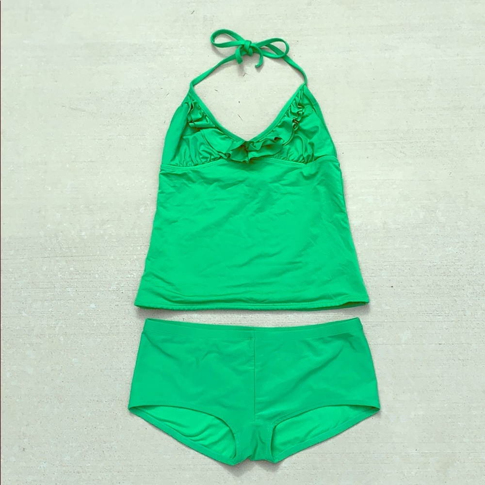 green two-piece swimsuit